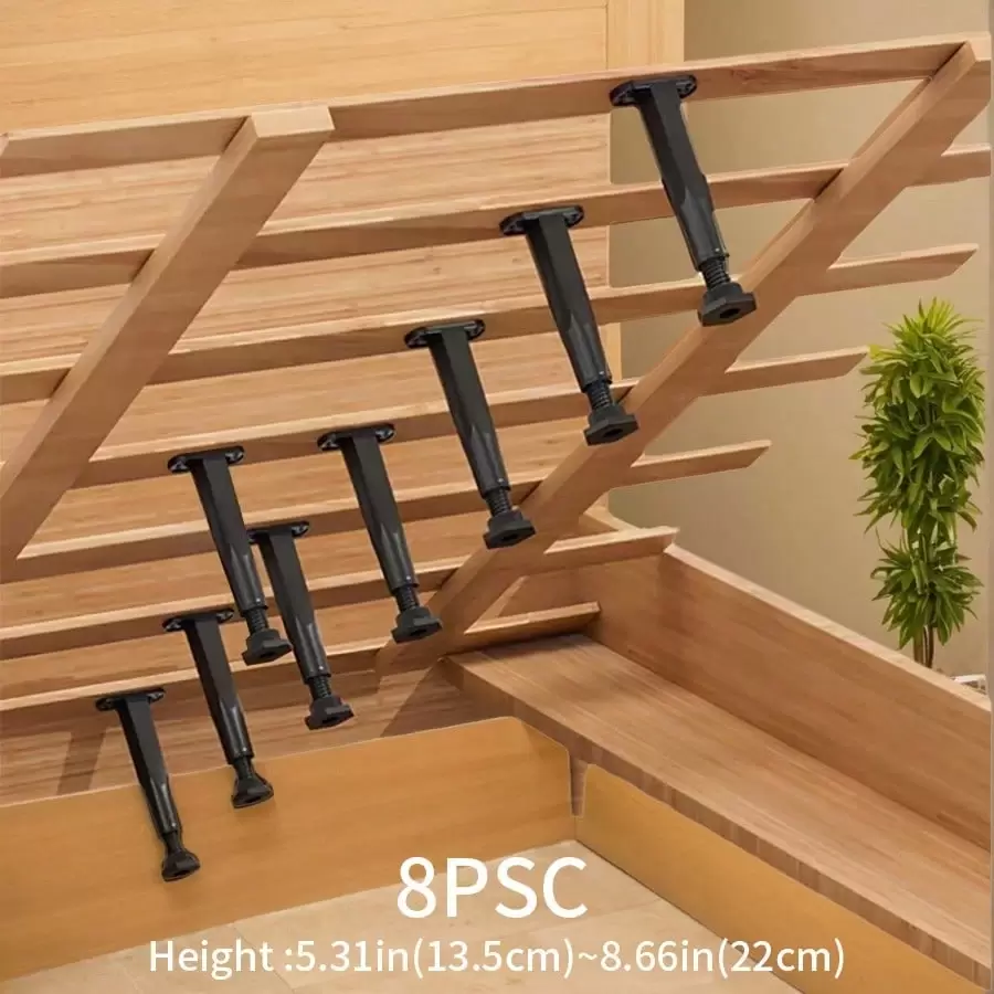 8 Pack Heavy - Duty, Height - Adjustable Bed Frame Support Legs (5.31" - 8.66") - Sturdy Furniture Center Board Struts For Beds, Sofas, And Dressers - High - Quality, Non - Slip Plastic Build - Perfect For Home Renovation And Furniture Upgrades