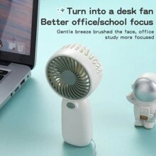 1 pieza Mini ventilador portátil a batería para volver al colegio, funciona con 2 pilas AAA (no incluidas), viene con cordón