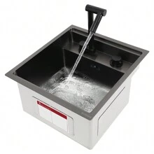 FUTCHOY Fregadero empotrado de acero inoxidable Fregadero de cocina Fregadero con grifo Fregadero de acero inoxidable de 43 * 39 cm Fregadero empotrado Fregadero de cascada Grifo