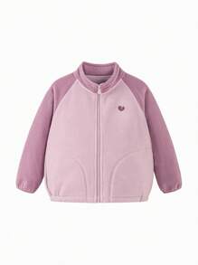 mini bala Tween Girl' Fleece Jacket, Anti-Static Warm Outerwear For Spring - Pink - View 5