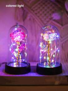 1 件激光玫瑰花夜灯,亚克力外壳桌面装饰灯,可充电电池供电,卧室、展示柜、客厅、桌面装饰,生日、情人节、母亲节的闪亮礼物 - 黑色 - 查看 4