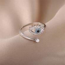 1pc Fashion Simple Demon Eye Design Ring For Women, Suitable For Daily Wear Finger/Index Finger Ring - Silver - View 8