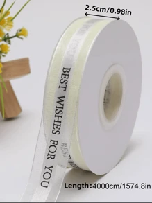 Birthday Ribbon With Letters Gift Wrap Tapes Flower Tied Bow Cake Decorative DIYs Gift Packing Tapes Premium Letter Birthday Ribbon With Flowers Tied Bow And Cake Decorations - Beige - View 6
