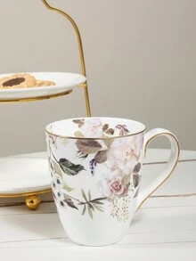 1 pieza Taza de cerámica con elegante diseño de rosa blanca y azul, apta para uso doméstico, club, cafetería - Multicolor - Ver 5