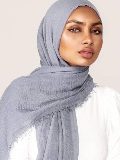 1 pieza Hiyab de mujer de color liso, plisado, básico y sólido para abaya