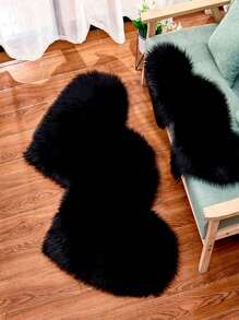 1入組素色心形長毛絨極簡亞克力防滑地毯 - 卡其色 - 查看 6