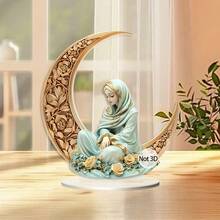 1 件，月亮女孩亚克力桌面装饰，2D，适用于卧室、客厅和办公室装饰摆件，完美的节日礼物 - 彩色 - 查看 4