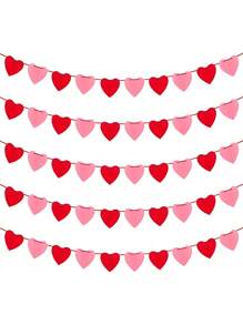 Vòng hoa trái tim bằng vải nỉ trang trí ngày Valentine, dây hoa trái tim treo màu hồng và đỏ - Không cần tự làm, đồ trang trí banner ngày Valentine, thích hợp cho nhà cửa, văn phòng, kỷ niệm ngày cưới, tiệc sinh nhật. - Nhiều màu - Xem 2