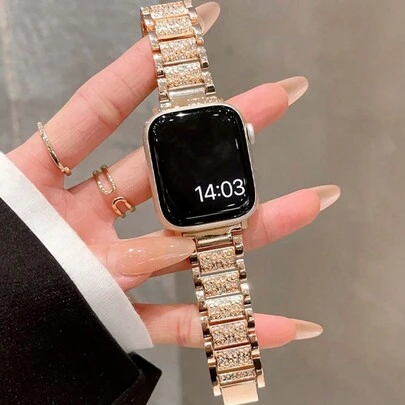 1 件兼容 Apple WatchBand 玫瑰金 38mm 40mm 41mm 42mm 44mm 45mm 49mm 46mm 女士珠宝替换金属腕带闪亮适用于 S9 S10 水钻套装复古 Apple Watch 带金属 Apple Watch 带 Ultra2/3/1 适用于 10/9/8/7/6/5/4/3/2/1 Applewatch 水钻套装女孩优质感应金属表带 Apple Watch 配件表带