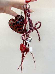 1PC Y2K Leopard Hairball Badminton Leather Heart Bag Accessories Keychain Accessories Car Pendant Can Be Used For Bag Pendant Pendant. Gifts Valentine's Day Stylish For Teen Girls Women College Students Teacher White-Collar Workers Rookies & White-Collar Workers Gift Accessories Decor Present Car Accessories Women Key Chain Charms Back To School Supplies Gifts For Teachers