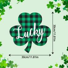 Letrero colgante de madera con diseño de trébol a cuadros para el Día de Irlanda, ideal para fiestas en casa o en la oficina. - Verde militar - Ver 5