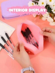 Anpassbares Silikon-Federmäppchen mit großer Kapazität, perfekt für Schul- und Büromaterial, Stiftaufbewahrungstasche, Stiftetasche, ein Silikon-Stiftebeutel, Rückkehr zur Schule, Schulmaterial, Geschenke für, Rückkehr zur Schule, Schulmaterial