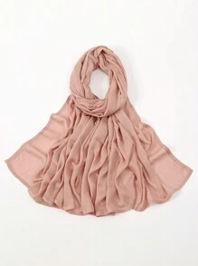 2pcs/1pc Wide-Brim Chiffon Scarf For Women, Fashionable Breathable Long Scarf, Muslim Hijab Headscarf, Suitable For Daily Comfortable And Versatile Wear