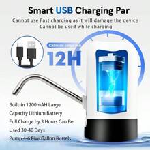 USB-wiederaufladbarer elektrischer Wasserspender, tragbare automatische Wasserpumpe für Flaschenwasser |. Intelligente Haushaltswasserpumpe, kleiner tragbarer elektrischer Druckwasserspender, multifunktionale wiederaufladbare elektrische Wasserpumpe, geeignet für Büros, im Freien und in der Küche