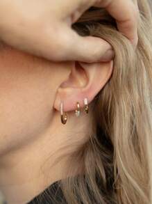 925纯银锆石椭圆形耳环套装，高品质，适合女性日常佩戴，可叠戴 - Luxury Hoop Earrings - 查看 7