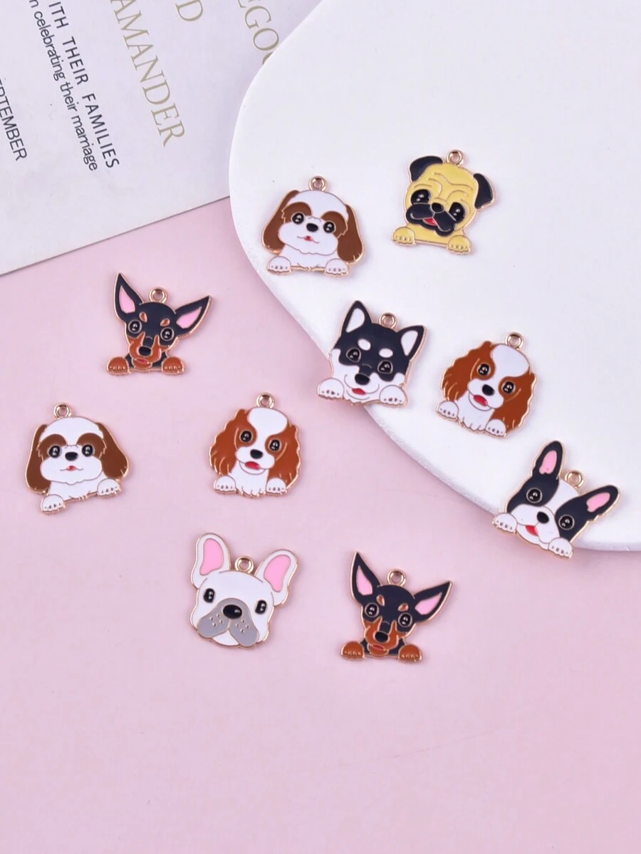 10pcs Mix Style Animal Pet Dog Metal Alloy Charms Pendant For Women Jewelry DIY Design Craft