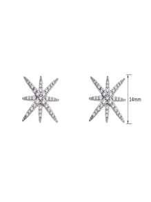 1 对镀白金（厚度 0.03μm）铜耳钉，配方晶锆石 - 銀色 - 查看 6