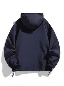 Chaqueta con capucha con cremallera, de corte suelto y ligera para hombre, casual y para exteriores, apta para primavera y otoño