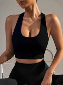 Yefecy Women's High Impact Seamless Padded Sports Bra, Suitable For Yoga, Fitness, Running And Workout - Black - View 3