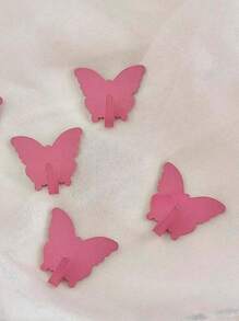 3 ganchos decorativos de pared color rosa con diseño de mariposa. Ganchos sin necesidad de taladrar. Muy adecuados para la decoración de la habitación de niñas. Estilo minimalista. Ideal para colgar llaves, abrigos, toallas, sombreros, joyas, paraguas, etc. Adecuado para la sala de estar, dormitorio, oficina, decoración del hogar, decoración de la habitación, decoración de pared