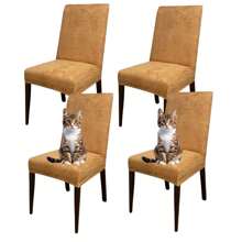 Kit 4 Capas de Cadeira de Jantar em Suede Resistente à Gatos