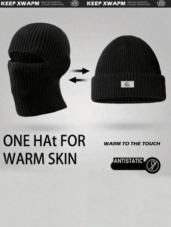 1 pièce Bonnet tricoté d'hiver pour hommes : couvre-chef coupe-vent et chaud, idéal pour le ski et les activités hivernales