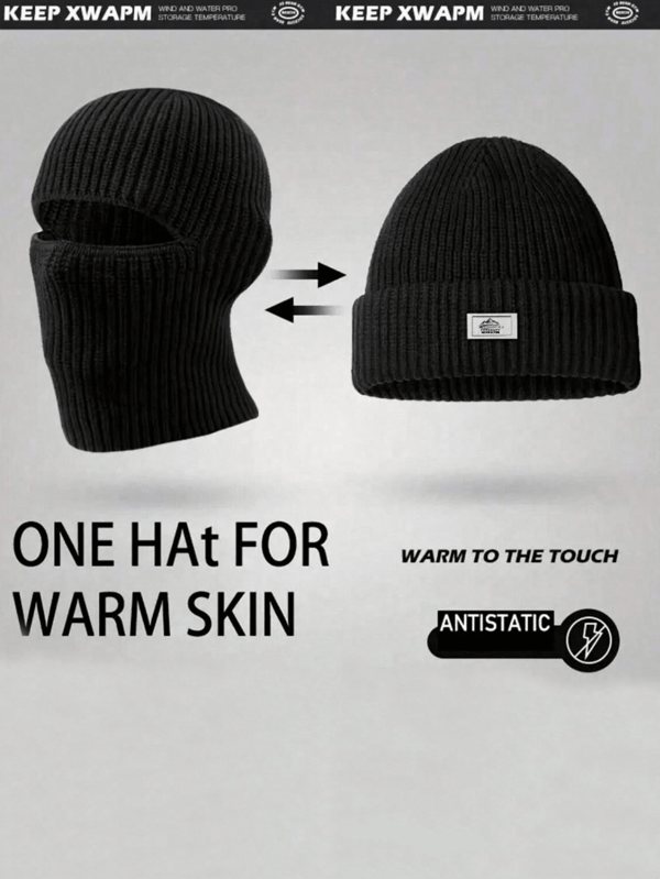 1pc Men's Winter Knit Beanie Hat: Windproof And Warm Head Cover, Ideal For Skiing And Winter Activities Fall Outfit