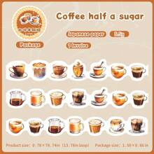 1 Roll MINI Coffee And Bread Doughnut Pattern Stickers On Roll Cutting Decor Sketchbook Aesthetics Scrapbooking DIY Collage Card Material Washi Tape Office & School Supplies