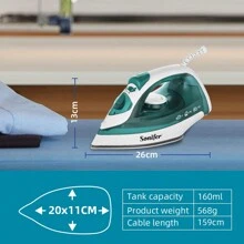SONIFER Sonifer Dampfbügeleisen SF-9034, 1600 W, Keramik-Bügelsohle, Einstellbare Dampfregelung, Sprüh-/Dampf-/Dampfstoß-/Vertikaldampffunktion, Einstellbare Temperaturkontrolle, 360 Grad drehbarer Kabelschutz mit Kontrollleuchte, Wassertankvolumen: 160 ml, kontinuierliche Dampfmenge: 12 g/Min, Dampfstoß: 0,4 g/Mal, Sprühmenge: 0,4 g/Mal, AC 220-240 V, 50-60 Hz, 1600 W