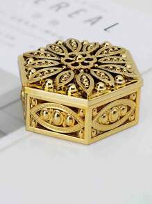1pc Unisex Couple Hollow Hexagon Plated Cosmetics Organizer Box, Jewelry & Accessories Storage Case, Portable Dust-Proof Organizer Box For Outdoor Travel, Home, Office, School, Daily Use Back To School - Multicolor - View 9