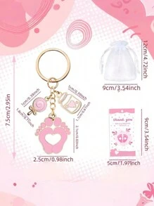 Set de 36/18/6 llaveros con huella de pie rosa, que incluye llavero, bolsa de malla y tarjeta de agradecimiento, para regalo de despedida de soltera/ducha, regalo para futura mamá, regalos para fiestas de boda, regalos navideños, decoración de fiesta de cumpleaños, regalos de despedida de soltera, regalos para invitados