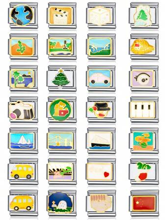 1 件 2025 顶级时尚钢琴键、汽车、相机、帆船 DIY 饰品不锈钢串珠手链珠宝制作用品，适合节日礼物、派对、搭配日常服装