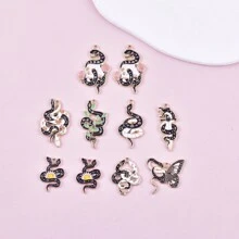 10 件混合风格花蛇金属合金饰品吊坠女士珠宝 DIY 设计工艺品 - 彩色 - 查看 8