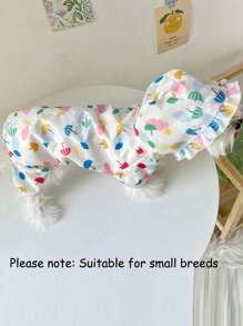 1PC Cute Umbrella Print Dog Raincoat Ruffled Brim Hooded Waterproof Jacket Cartoon Pattern Pet Rain Poncho Clothes For Small Dogs Puppy - Multicolor - View 5