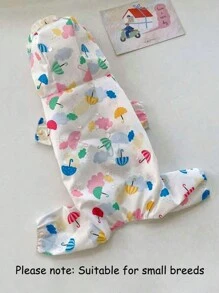 1PC Cute Umbrella Print Dog Raincoat Ruffled Brim Hooded Waterproof Jacket Cartoon Pattern Pet Rain Poncho Clothes For Small Dogs Puppy - Multicolor - View 6