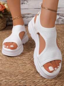 1 Pair Minimalist Style Comfortable & Versatile Flat Sandals For Youth, Summer - White - View 8