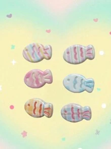 6pcs Cute Cream & Candy Color Angelfish Design Hair Clips, Kawaii Y2K Bangs Clips, Versatile Wavy Fish Hair Clips, Macaron Colors Claw Clips Hair Claws Hair Barrettes, School Stuff