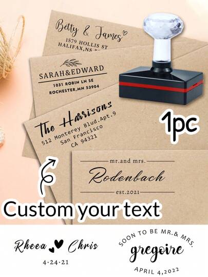 LICVIC 1pc Custom Text Address Stamp, Square Address Stamps Self Inking Personalized, Personalized Wedding Seal, Self Inking Anniversary Stamps Personalized, Rubber Stamps Custom, Back To School Supplies, Multi-Functional, Stylish, High-Quality, Colorful, Modern, Custom, Personalized, Unique, Ideal Gifts For Him, Ideal Gifts For Her, Boyfriend, Dad, Girlfriend, Mom, Family, Friends, Tea Room, Home, Garden, Office, For Anniversaries, For Valentine's Day, For Mother's Day, For Birthdays, For Father's Day, For Graduation, For Weddings, For Housewarming, Home & Living, Haunt Your Home, Autumn Home Refresh,Home Harmony