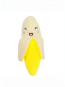 1st Interactief piepend bananen pluche hondenspeelgoed - Kauwspeelgoed voor middelgrote en kleine honden, fruitvormig huisdierspeelgoed met schattig gezichtsontwerp, interactief huisdierenspel