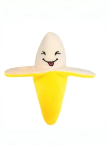1st Interactief piepend bananen pluche hondenspeelgoed - Kauwspeelgoed voor middelgrote en kleine honden, fruitvormig huisdierspeelgoed met schattig gezichtsontwerp, interactief huisdierenspel