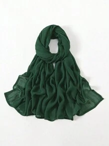 2pcs/1pc Wide-Brim Chiffon Scarf For Women, Fashionable Breathable Long Scarf, Muslim Hijab Headscarf, Suitable For Daily Comfortable And Versatile Wear