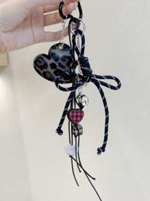 1PC Y2K Leopard Hairball Badminton Leather Heart Bag Accessories Keychain Accessories Car Pendant Can Be Used For Bag Pendant Pendant. Gifts Valentine's Day Stylish For Teen Girls Women College Students Teacher White-Collar Workers Rookies & White-Collar Workers Gift Accessories Decor Present Car Accessories Women Key Chain Charms Back To School Supplies Gifts For Teachers