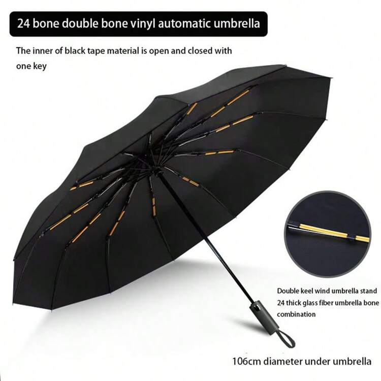1 件 24 伞骨全自动防风雨伞，防紫外线太阳伞，雨天晴天均可使用，大号，男女皆宜，返校用品 - 多色 - 查看 5