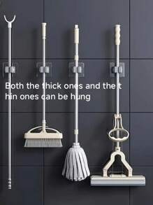 1 szt./5 szt./10 szt. Nowoczesny uchwyt ścienny na mop i miotłę, wytrzymałe plastikowe haki do przechowywania bez wiercenia, łatwy montaż, odpowiedni do łazienki i kuchni, nowoczesny styl, organizer na drzwi, wieszak na ubrania, wieszak ścienny, samoprzylepny haczyk ścienny, organizer ścienny, zestaw wieszaków, ramka na zdjęcia