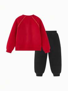 mini bala Tween Girl' Winter Tracksuit, Fleece Sweatshirt And Pants Set - Red - View 5