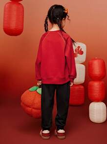 mini bala Tween Girl' Winter Tracksuit, Fleece Sweatshirt And Pants Set - Red - View 2