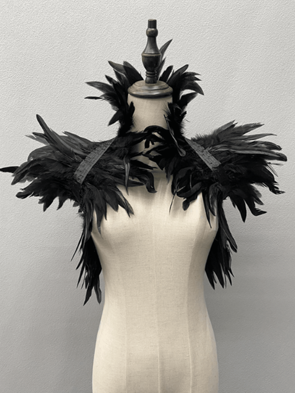 1 Peça Lenço de Penas Genuínas para Mulheres, Adequado para Festa de Halloween, Mascarada, Cosplay, Xale de Penas Pretas de Luxo, Lenço de Penas de Estilo Punk Gótico Sexy