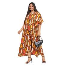 Gypsie Blu Fall Cloths For Women Plus Size Summer Kaftan Swimsuit Coverup Maxi Dress Loungewear Night Gown - Rỉ Nâu - Xem 5