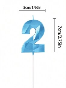 7厘米蓝色钻石数字0-9生日派对蛋糕装饰蜡烛 - 藍色 - 查看 10