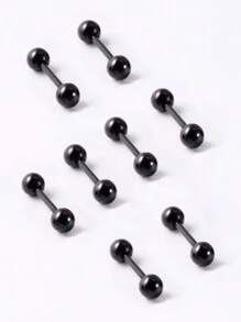 8pcs Stainless Steel Cartilage Stud Earrings, Basic 16G Silver Ball Decor Soft Cartilage Earrings For Women And Men, Daily Wear - Silver - View 12